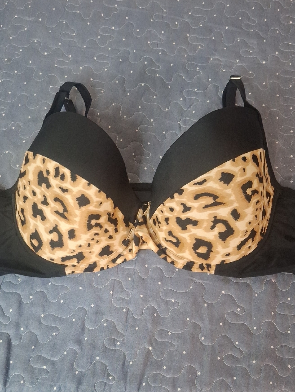Joe Boxer Black & Leopard Print Women's Swim top size 2X